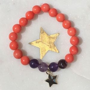Mala Bracelet Amethyst Super Seven, Coral